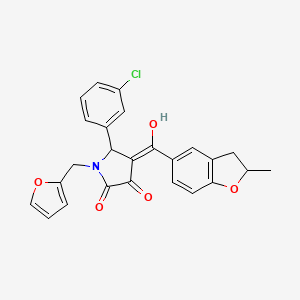 (4E)-5-(3-chlorophenyl)-1-(furan-2-ylmethyl)-4-[hydroxy(2-methyl-2,3-dihydro-1-benzofuran-5-yl)methylidene]pyrrolidine-2,3-dione