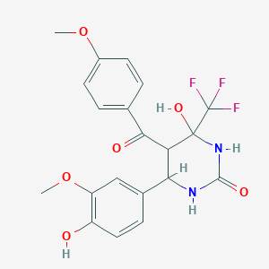 4-hydroxy-6-(4-hydroxy-3-methoxyphenyl)-5-[(4-methoxyphenyl)carbonyl]-4-(trifluoromethyl)tetrahydropyrimidin-2(1H)-one