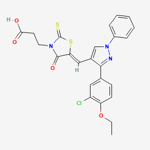 molecular formula C24H20ClN3O4S2 B12209900 3-[(5Z)-5-{[3-(3-chloro-4-ethoxyphenyl)-1-phenyl-1H-pyrazol-4-yl]methylidene}-4-oxo-2-thioxo-1,3-thiazolidin-3-yl]propanoic acid 