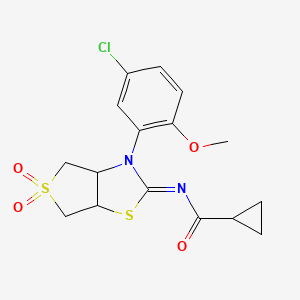 N-[(2Z)-3-(5-chloro-2-methoxyphenyl)-5,5-dioxidotetrahydrothieno[3,4-d][1,3]thiazol-2(3H)-ylidene]cyclopropanecarboxamide