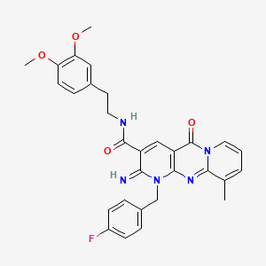 N-[2-(3,4-dimethoxyphenyl)ethyl]-7-[(4-fluorophenyl)methyl]-6-imino-11-methyl-2-oxo-1,7,9-triazatricyclo[8.4.0.03,8]tetradeca-3(8),4,9,11,13-pentaene-5-carboxamide