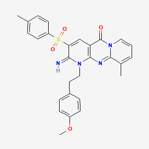 6-imino-7-[2-(4-methoxyphenyl)ethyl]-11-methyl-5-(4-methylphenyl)sulfonyl-1,7,9-triazatricyclo[8.4.0.03,8]tetradeca-3(8),4,9,11,13-pentaen-2-one