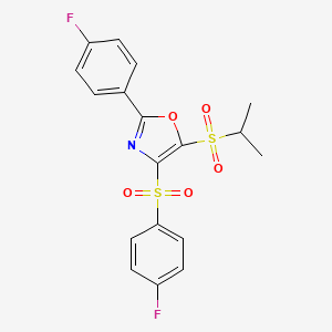 2-(4-Fluorophenyl)-4-[(4-fluorophenyl)sulfonyl]-5-(isopropylsulfonyl)-1,3-oxazole