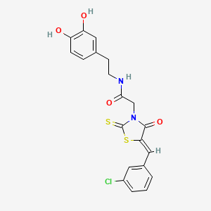 2-[(5Z)-5-(3-chlorobenzylidene)-4-oxo-2-thioxo-1,3-thiazolidin-3-yl]-N-[2-(3,4-dihydroxyphenyl)ethyl]acetamide