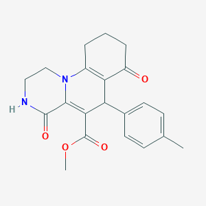 methyl 6-(4-methylphenyl)-4,7-dioxo-2,3,4,6,7,8,9,10-octahydro-1H-pyrazino[1,2-a]quinoline-5-carboxylate