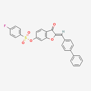 (2Z)-2-(biphenyl-4-ylmethylidene)-3-oxo-2,3-dihydro-1-benzofuran-6-yl 4-fluorobenzenesulfonate