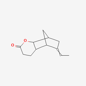 molecular formula C12H16O2 B1221013 5,8-Methano-2H-1-benzopyran-2-one, 6-ethylideneoctahydro- CAS No. 69486-14-2