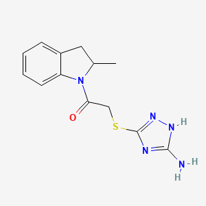 molecular formula C13H15N5OS B12210163 2-[(5-amino-4H-1,2,4-triazol-3-yl)sulfanyl]-1-(2-methyl-2,3-dihydro-1H-indol-1-yl)ethanone 