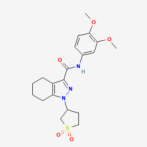 molecular formula C20H25N3O5S B12210190 N-(3,4-dimethoxyphenyl)-1-(1,1-dioxidotetrahydrothiophen-3-yl)-4,5,6,7-tetrahydro-1H-indazole-3-carboxamide 