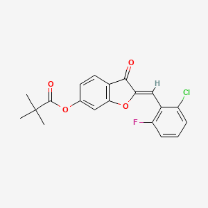 molecular formula C20H16ClFO4 B12210193 (2Z)-2-(2-chloro-6-fluorobenzylidene)-3-oxo-2,3-dihydro-1-benzofuran-6-yl 2,2-dimethylpropanoate 