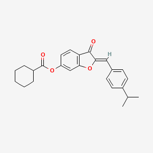 (2Z)-3-oxo-2-[4-(propan-2-yl)benzylidene]-2,3-dihydro-1-benzofuran-6-yl cyclohexanecarboxylate