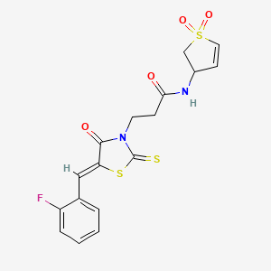 N-(1,1-dioxo-2,3-dihydrothiophen-3-yl)-3-[(5Z)-5-[(2-fluorophenyl)methylidene]-4-oxo-2-sulfanylidene-1,3-thiazolidin-3-yl]propanamide