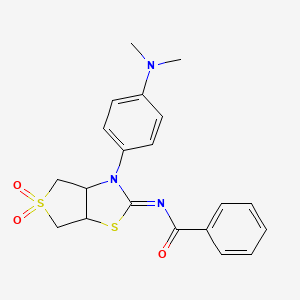 molecular formula C20H21N3O3S2 B12210229 N-[(2Z)-3-[4-(dimethylamino)phenyl]-5,5-dioxidotetrahydrothieno[3,4-d][1,3]thiazol-2(3H)-ylidene]benzamide 