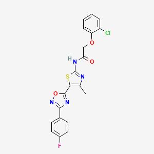 molecular formula C20H14ClFN4O3S B12210259 2-(2-chlorophenoxy)-N-[(2Z)-5-[3-(4-fluorophenyl)-1,2,4-oxadiazol-5-yl]-4-methyl-1,3-thiazol-2(3H)-ylidene]acetamide 