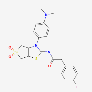 N-[(2E)-3-[4-(dimethylamino)phenyl]-5,5-dioxidotetrahydrothieno[3,4-d][1,3]thiazol-2(3H)-ylidene]-2-(4-fluorophenyl)acetamide