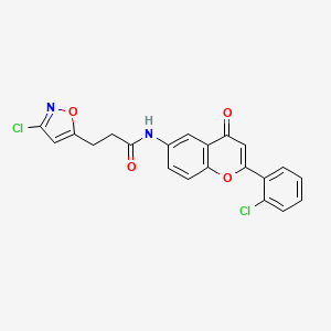 3-(3-chloro-1,2-oxazol-5-yl)-N-[2-(2-chlorophenyl)-4-oxo-4H-chromen-6-yl]propanamide