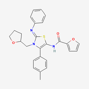 N-[(2Z)-4-(4-methylphenyl)-2-(phenylimino)-3-(tetrahydrofuran-2-ylmethyl)-2,3-dihydro-1,3-thiazol-5-yl]furan-2-carboxamide