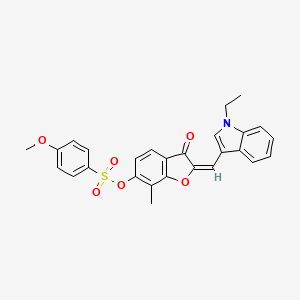 (2E)-2-[(1-ethyl-1H-indol-3-yl)methylidene]-7-methyl-3-oxo-2,3-dihydro-1-benzofuran-6-yl 4-methoxybenzenesulfonate