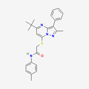 2-[(5-tert-butyl-2-methyl-3-phenylpyrazolo[1,5-a]pyrimidin-7-yl)sulfanyl]-N-(4-methylphenyl)acetamide