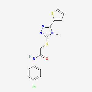 molecular formula C15H13ClN4OS2 B12210443 N-(4-chlorophenyl)-2-{[4-methyl-5-(thiophen-2-yl)-4H-1,2,4-triazol-3-yl]sulfanyl}acetamide 