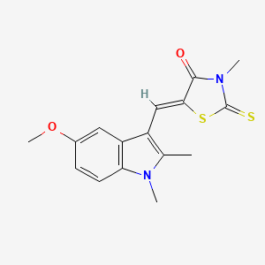 molecular formula C16H16N2O2S2 B12210444 (Z)-5-((5-methoxy-1,2-dimethyl-1H-indol-3-yl)methylene)-3-methyl-2-thioxothiazolidin-4-one 