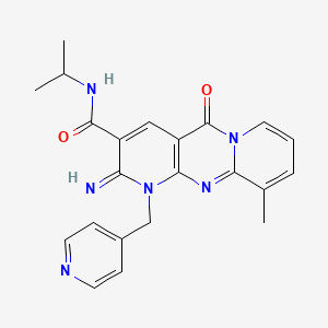 molecular formula C22H22N6O2 B12210461 6-imino-11-methyl-2-oxo-N-(propan-2-yl)-7-[(pyridin-4-yl)methyl]-1,7,9-triazatricyclo[8.4.0.0^{3,8}]tetradeca-3(8),4,9,11,13-pentaene-5-carboxamide 