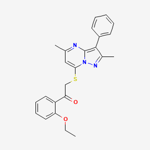 molecular formula C24H23N3O2S B12210481 2-[(2,5-Dimethyl-3-phenylpyrazolo[1,5-a]pyrimidin-7-yl)sulfanyl]-1-(2-ethoxyphenyl)ethanone 