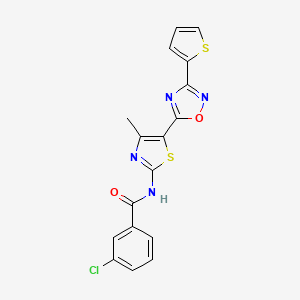 3-chloro-N-[(2Z)-4-methyl-5-[3-(thiophen-2-yl)-1,2,4-oxadiazol-5-yl]-1,3-thiazol-2(3H)-ylidene]benzamide