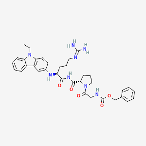molecular formula C35H42N8O5 B1221051 benzyl N-[2-[(2S)-2-[[(2S)-5-(diaminomethylideneamino)-2-[(9-ethylcarbazol-3-yl)amino]pentanoyl]carbamoyl]pyrrolidin-1-yl]-2-oxoethyl]carbamate CAS No. 87004-89-5
