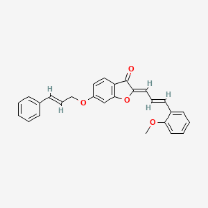 (2Z)-2-[(2E)-3-(2-methoxyphenyl)prop-2-en-1-ylidene]-6-{[(2E)-3-phenylprop-2-en-1-yl]oxy}-1-benzofuran-3(2H)-one