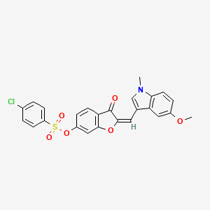 (2E)-2-[(5-methoxy-1-methyl-1H-indol-3-yl)methylidene]-3-oxo-2,3-dihydro-1-benzofuran-6-yl 4-chlorobenzenesulfonate