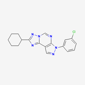 molecular formula C18H17ClN6 B12210541 3-(3-Chlorophenyl)-8-cyclohexyl-6-hydropyrazolo[5,4-d]1,2,4-triazolo[1,5-e]pyr imidine 