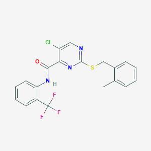 5-chloro-2-[(2-methylbenzyl)sulfanyl]-N-[2-(trifluoromethyl)phenyl]pyrimidine-4-carboxamide