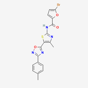 molecular formula C18H13BrN4O3S B12210590 5-bromo-N-[(2Z)-4-methyl-5-[3-(4-methylphenyl)-1,2,4-oxadiazol-5-yl]-1,3-thiazol-2(3H)-ylidene]furan-2-carboxamide 