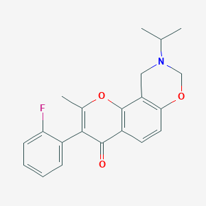 3-(2-fluorophenyl)-2-methyl-9-(propan-2-yl)-9,10-dihydro-4H,8H-chromeno[8,7-e][1,3]oxazin-4-one