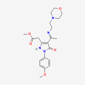 molecular formula C21H28N4O5 B12210652 methyl [(4Z)-1-(4-methoxyphenyl)-4-(1-{[2-(morpholin-4-yl)ethyl]amino}ethylidene)-5-oxo-4,5-dihydro-1H-pyrazol-3-yl]acetate 