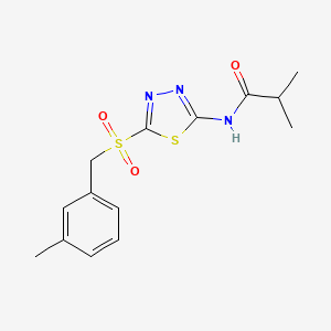 2-methyl-N-[(2E)-5-[(3-methylbenzyl)sulfonyl]-1,3,4-thiadiazol-2(3H)-ylidene]propanamide