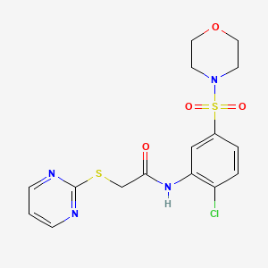 molecular formula C16H17ClN4O4S2 B12210707 N-[2-chloro-5-(morpholin-4-ylsulfonyl)phenyl]-2-(pyrimidin-2-ylsulfanyl)acetamide 