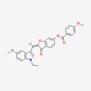 (2E)-2-[(1-ethyl-5-methoxy-1H-indol-3-yl)methylidene]-3-oxo-2,3-dihydro-1-benzofuran-6-yl 4-methoxybenzoate