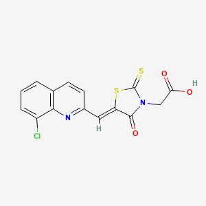 {(5Z)-5-[(8-chloroquinolin-2-yl)methylidene]-4-oxo-2-thioxo-1,3-thiazolidin-3-yl}acetic acid