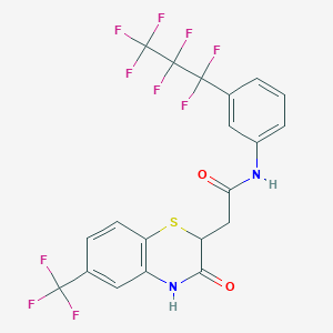 2-(3-oxo-6-(trifluoromethyl)-3,4-dihydro-2H-benzo[b][1,4]thiazin-2-yl)-N-(3-(perfluoropropyl)phenyl)acetamide