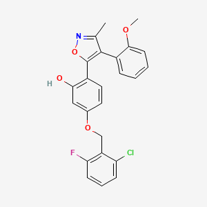 molecular formula C24H19ClFNO4 B12210821 5-[(2-Chloro-6-fluorobenzyl)oxy]-2-[4-(2-methoxyphenyl)-3-methyl-1,2-oxazol-5-yl]phenol 