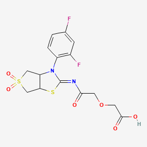 (2-{[(2Z)-3-(2,4-difluorophenyl)-5,5-dioxidotetrahydrothieno[3,4-d][1,3]thiazol-2(3H)-ylidene]amino}-2-oxoethoxy)acetic acid