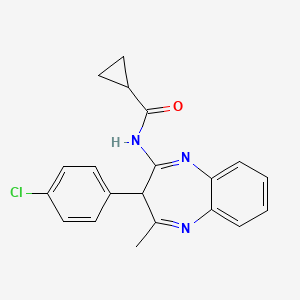 molecular formula C20H18ClN3O B12210844 N-[3-(4-chlorophenyl)-4-methyl-3H-1,5-benzodiazepin-2-yl]cyclopropanecarboxamide 