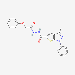 molecular formula C21H18N4O3S B1221085 3-methyl-N'-(1-oxo-2-phenoxyethyl)-1-phenyl-5-thieno[2,3-c]pyrazolecarbohydrazide 