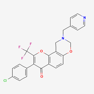 3-(4-chlorophenyl)-9-(pyridin-4-ylmethyl)-2-(trifluoromethyl)-9,10-dihydro-4H,8H-chromeno[8,7-e][1,3]oxazin-4-one