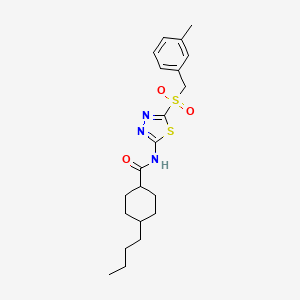 4-butyl-N-(5-((3-methylbenzyl)sulfonyl)-1,3,4-thiadiazol-2-yl)cyclohexanecarboxamide