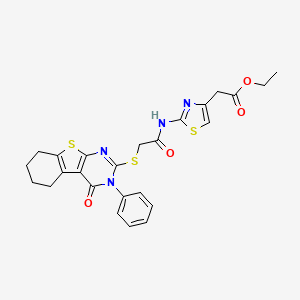 Ethyl 2-{2-[2-(4-oxo-3-phenyl-3,5,6,7,8-pentahydrobenzo[b]thiopheno[2,3-d]pyri midin-2-ylthio)acetylamino]-1,3-thiazol-4-yl}acetate