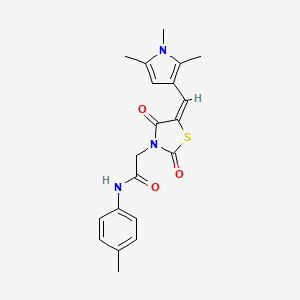 molecular formula C20H21N3O3S B1221096 2-[(5E)-2,4-dioxo-5-[(1,2,5-trimethylpyrrol-3-yl)methylidene]-1,3-thiazolidin-3-yl]-N-(4-methylphenyl)acetamide 