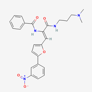 molecular formula C25H26N4O5 B1221097 N-[(Z)-3-[3-(dimethylamino)propylamino]-1-[5-(3-nitrophenyl)furan-2-yl]-3-oxoprop-1-en-2-yl]benzamide 